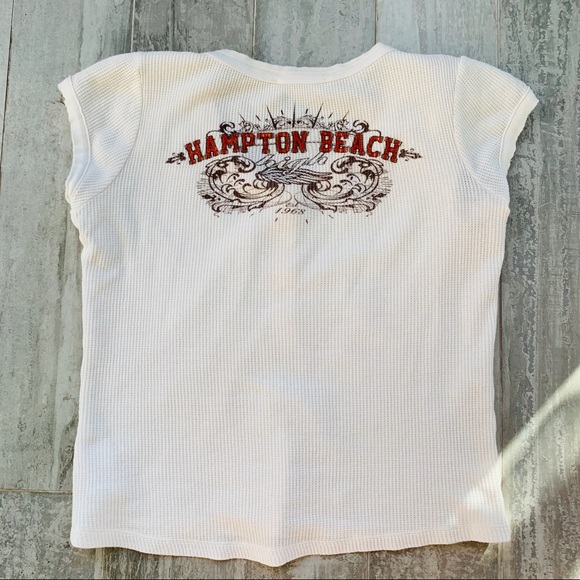 Pologarage Hampton Beach WAFLE Tee Tshirt crop top - Picture 5 of 8